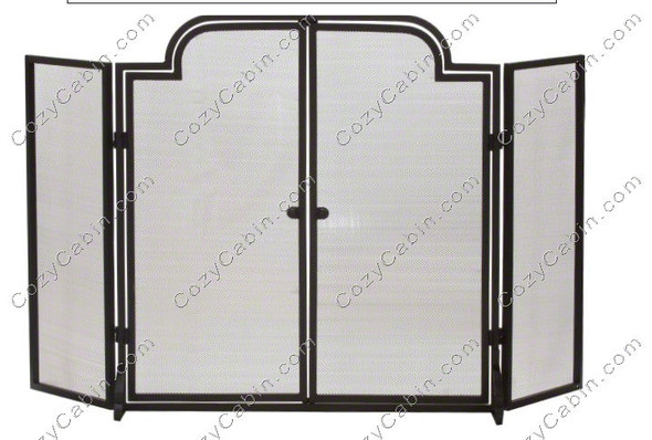 Screen 3-Fold with Two Arched Doors - Black Wrought Iron