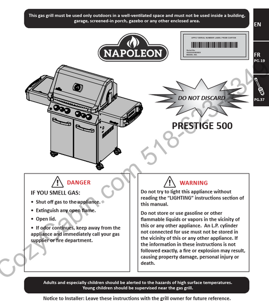 Owner's manual coversheet