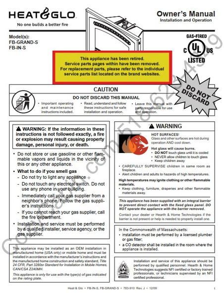 Owner's manual coversheet