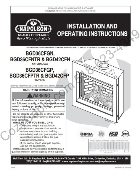 Owner's manual coversheet