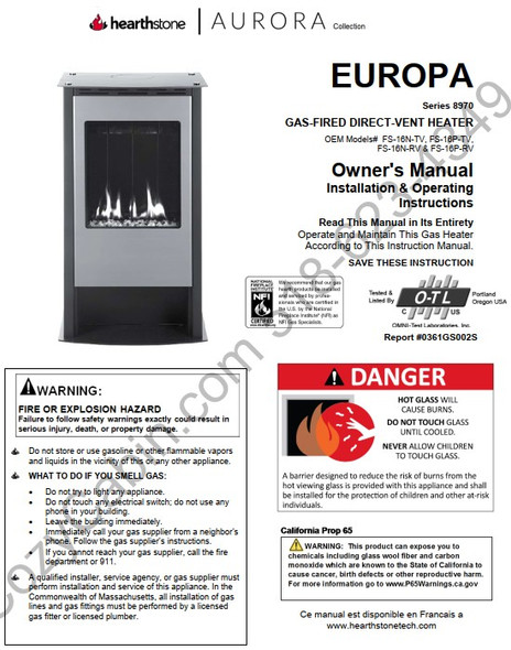 Owner's manual coversheet