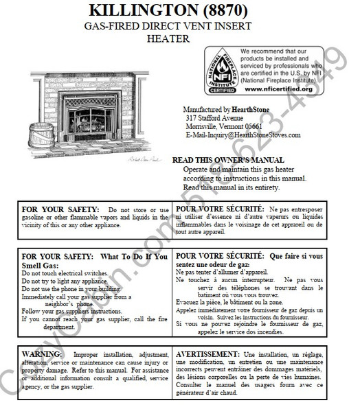 Owner's manual coversheet