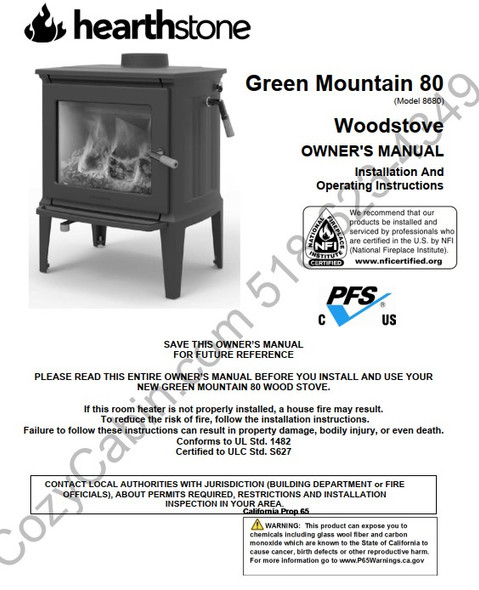 Owner's manual coversheet