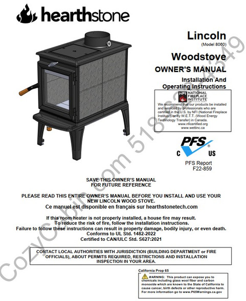 Owner's manual coversheet