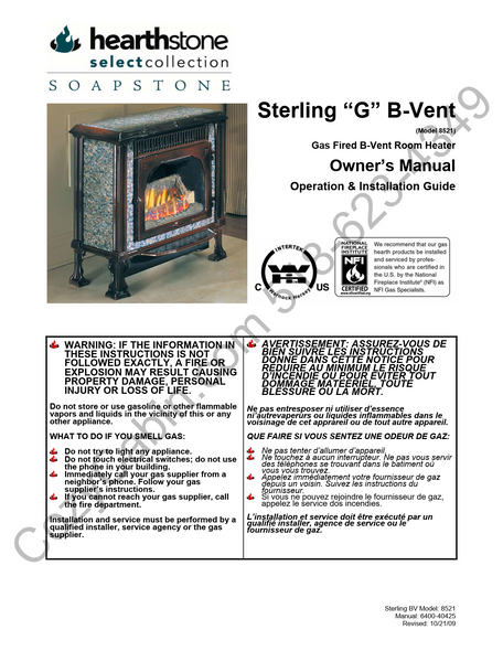 Owner's manual coversheet