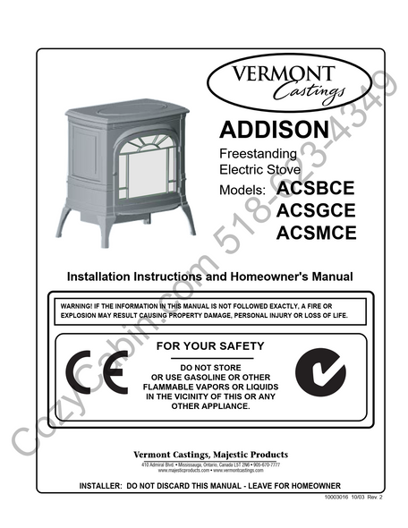 Owner's manual coversheet