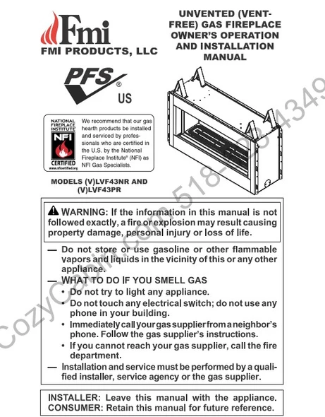 Owner's manual coversheet
