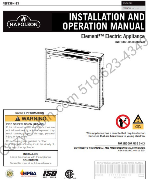 Owner's manual coversheet