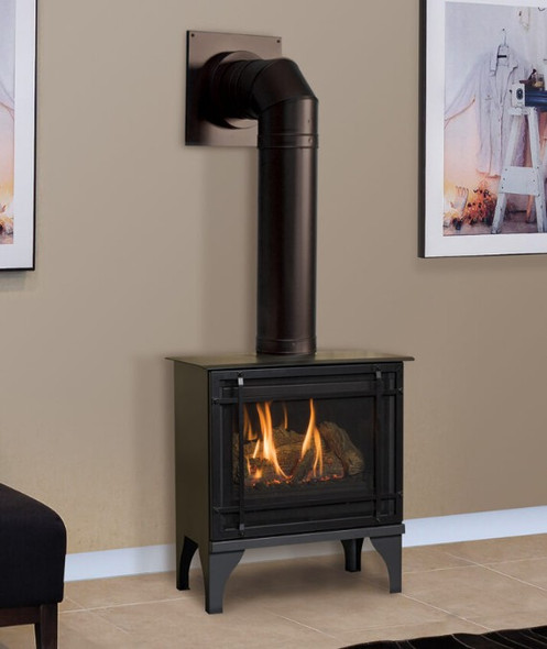 Oakport gas stove in living room
