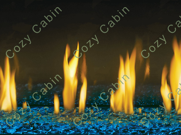 Blue beads in fire