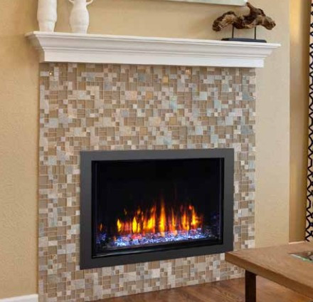 Osseo e34 fireplace with rectangular screen front
