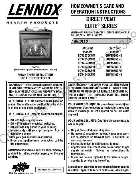 Owner's manual coversheet