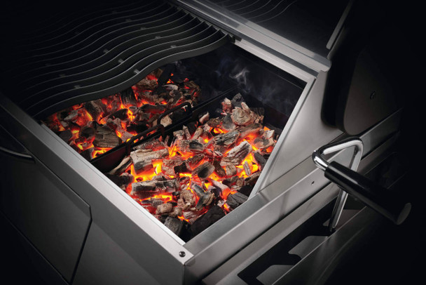 charcoal burning in grill