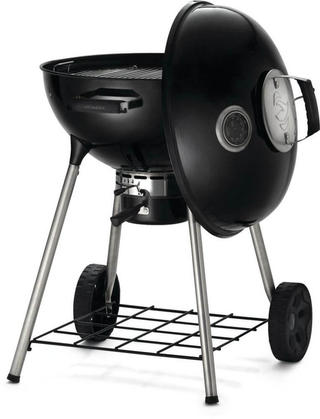 charcoal grill with lid on side