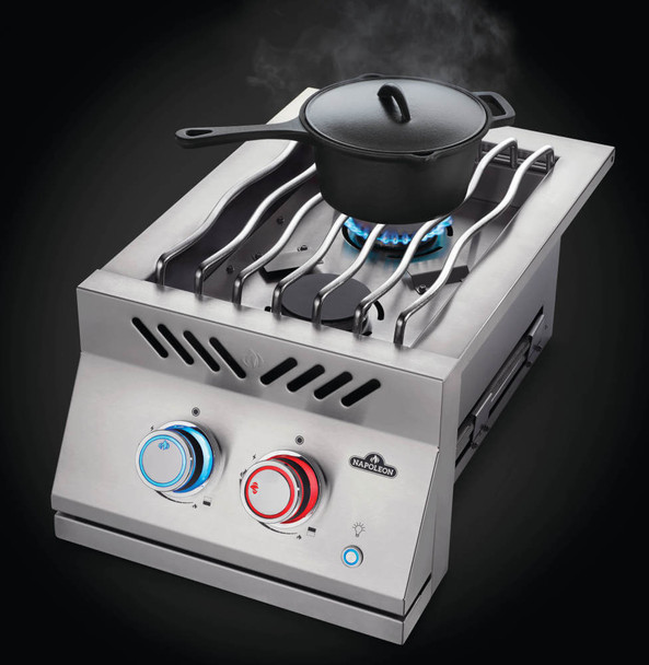 angled burner with pot