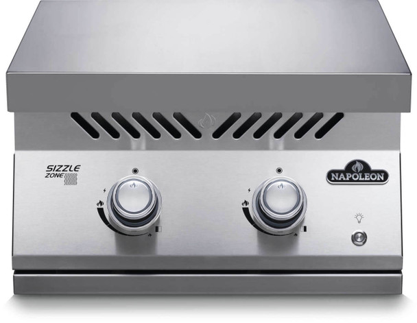 built-in burner with stainless steel lid on