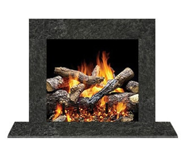 complete steel gray granite set around a fireplace