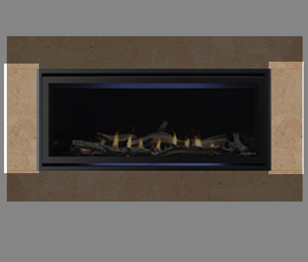 driftwood legs with a linear fireplace