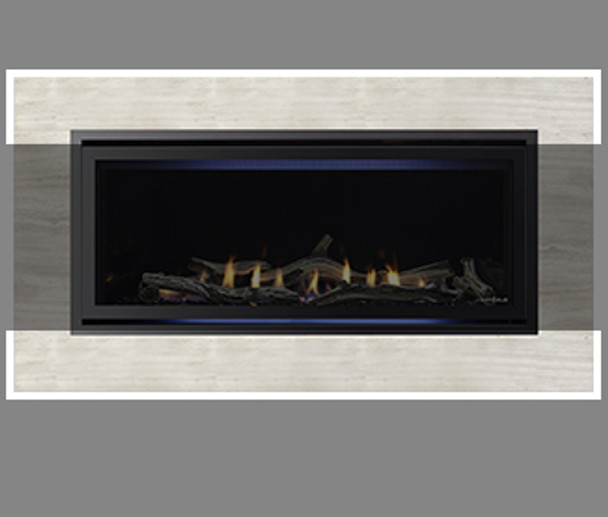 header and riser with a linear fireplace