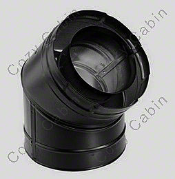 45 Degree 5 Inch x 8 Inch Inner Diameter Black Elbow