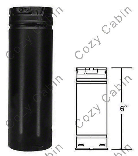 Black 6 Inch Straight Length Pipe