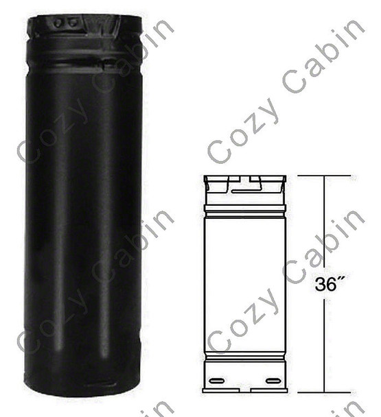 Black 36 Inch Straight Length Pipe