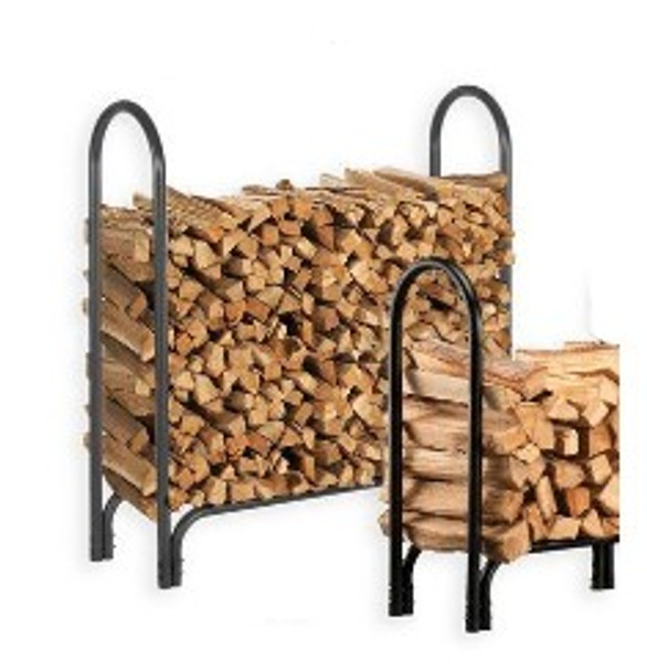 log rack filled with wood behind a smaller rack