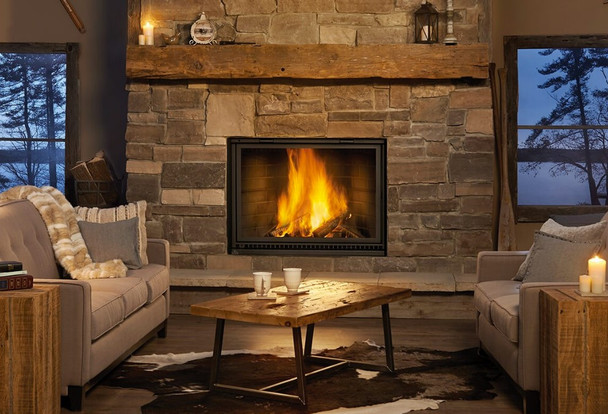 High Country 8000 wood burning fireplace in living room