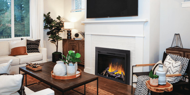 Element electric fireplace in living room