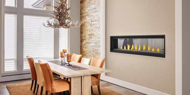 Vector fireplace in dining room