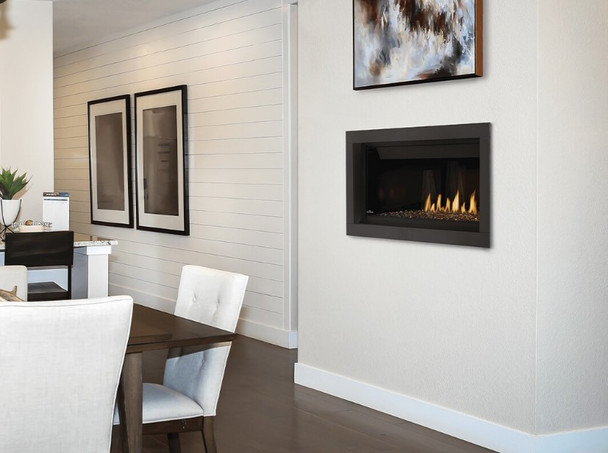 Ascent gas fireplace in dining room