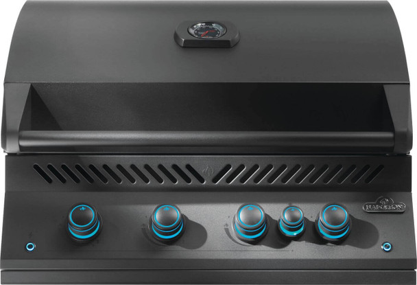 built-in grill (off with blue knobs)