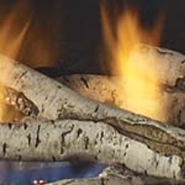 birch log set burning