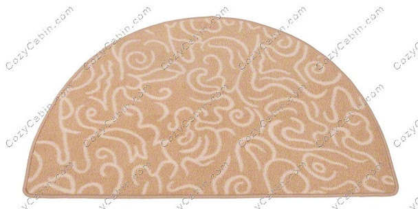 Berber Style Hearth Rug Half Round Beige and White