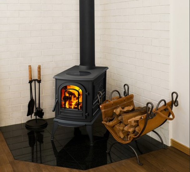 Aspen wood stove in a corner