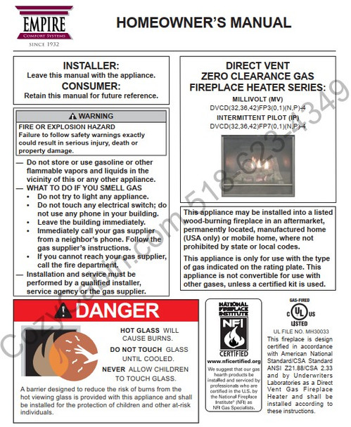 Owner's manual coversheet