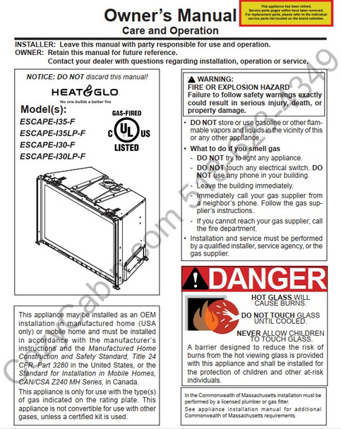 Owner's manual coversheet