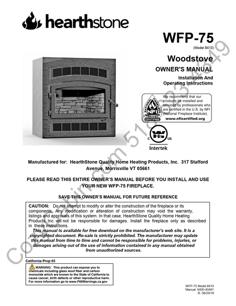 Owner's manual coversheet