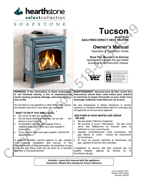 Owner's manual coversheet