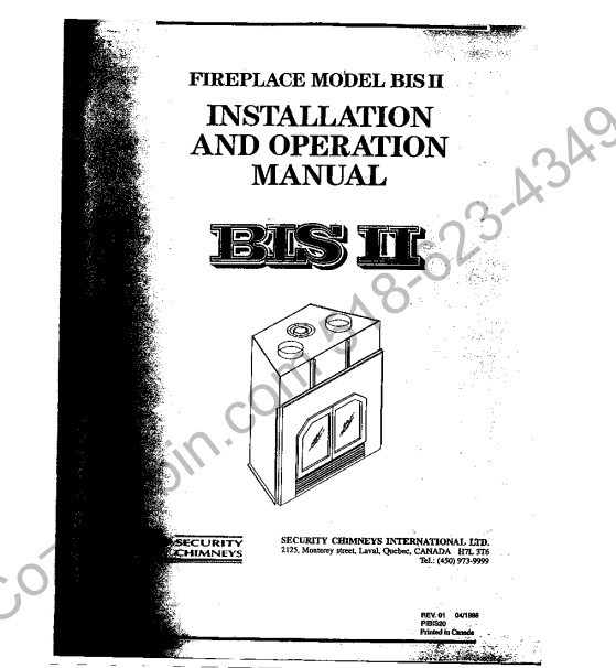 BIS II Wood Fireplace Operation Manual, United States, Warrensburg