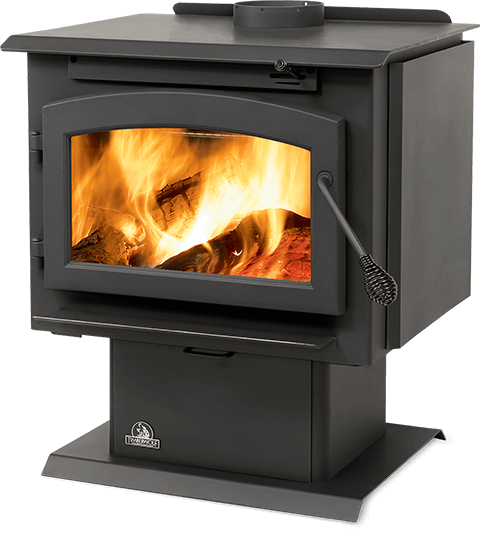 wood stove with pedestal base