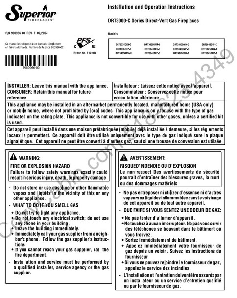 Owner's manual coversheet