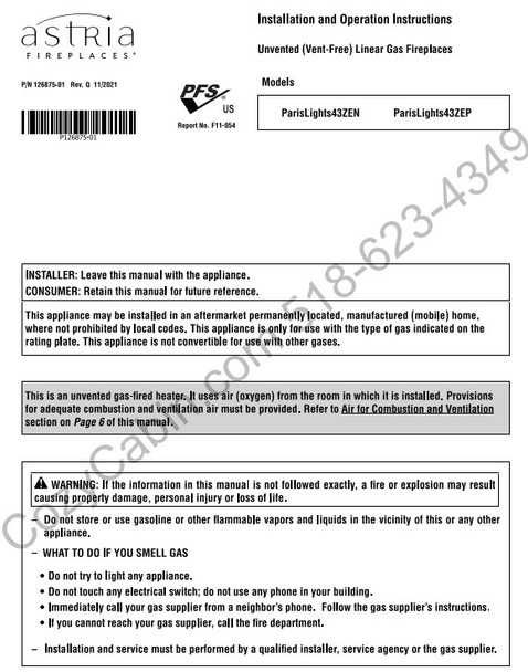 Owner's manual coversheet