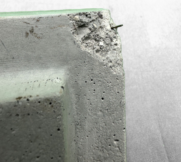 close up of chipped corner