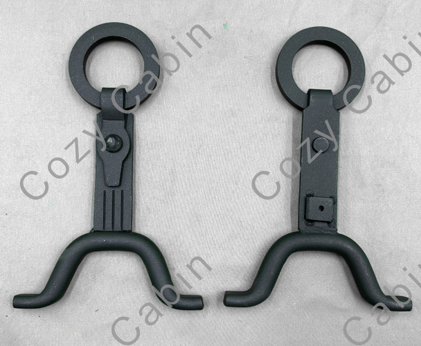 andiron set showing front and back sides