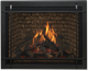 Nordik fireplace with prairie screen front and traditional logs