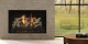 Bellingham fireplace with birch log set, glass firebox panels