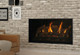 Bellingham fireplace with traditional log set, glass firebox panels
