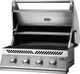 built-in grill angled with lid open to see inside