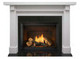 battleship mantel with black slate around a fireplace